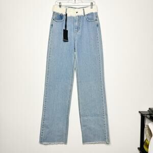 Numero Otto Amelie Fur Straight Leg Jeans Size 44 / US 8